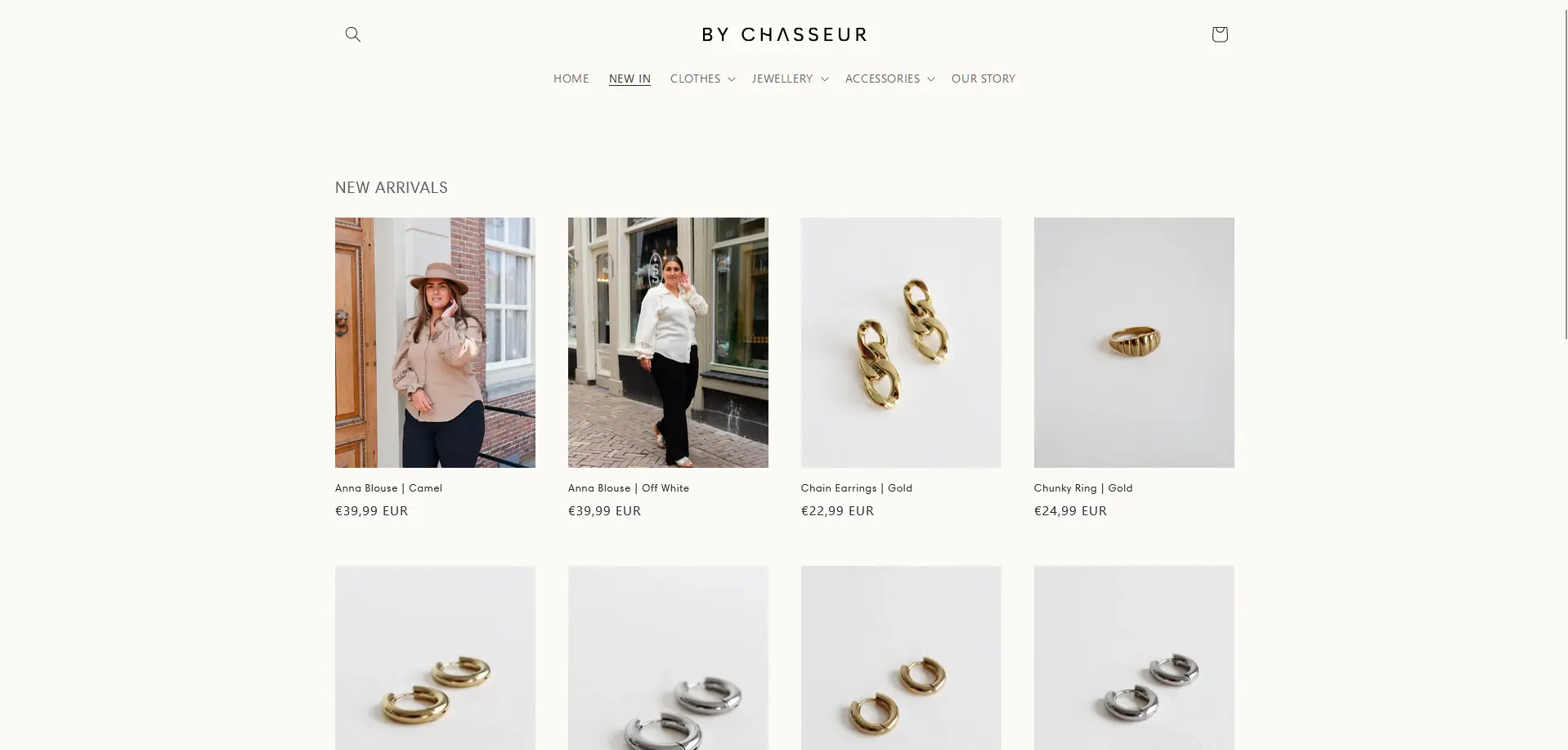 Screenshot of the By Chasseur online shop